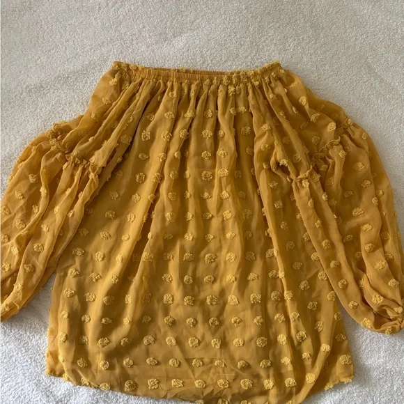 Women’s Long Sleeve Sheer Blouse Color Mustard Size Large - Picture 3 of 7